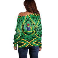 Cook Islands Constitution Day Off Shoulder Sweater 60th Anniversary - Polynesian Pride