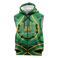Cook Islands Constitution Day Sleeveless Zip Hoodie 60th Anniversary LT05 Green - Polynesian Pride