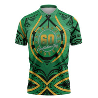 Cook Islands Constitution Day Zipper Polo Shirt 60th Anniversary - Polynesian Pride