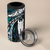 New Zealand Aotearoa 4 in 1 Can Cooler Tumbler Maori Hei Rehua Paua Shell Glitter Green