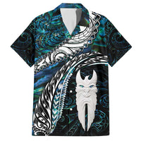 New Zealand Aotearoa Family Matching Tank Maxi Dress and Hawaiian Shirt Maori Hei Rehua Paua Shell Glitter Green LT05 Dad's Shirt - Short Sleeve Green - Polynesian Pride
