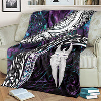 New Zealand Aotearoa Blanket Maori Hei Rehua Paua Shell Glitter Purple LT05 - Polynesian Pride