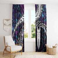 New Zealand Aotearoa Window Curtain Maori Hei Rehua Paua Shell Glitter Purple LT05 - Polynesian Pride