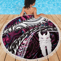 New Zealand Aotearoa Beach Blanket Maori Hei Rehua Paua Shell Glitter Pink LT05 - Polynesian Pride