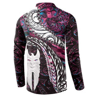 New Zealand Aotearoa Button Sweatshirt Maori Hei Rehua Paua Shell Glitter Pink LT05 - Polynesian Pride