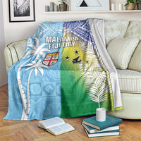 Happy Malampa Fiji Day Blanket Half Mix Style LT05 Blue - Polynesian Pride
