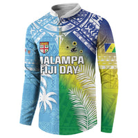 Personalised Happy Malampa Fiji Day Button Sweatshirt Half Mix Style LT05 - Polynesian Pride