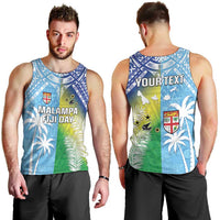 Personalised Happy Malampa Fiji Day Men Tank Top Half Mix Style LT05 - Polynesian Pride