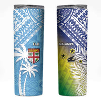Happy Malampa Fiji Day Skinny Tumbler Half Mix Style LT05 Blue - Polynesian Pride