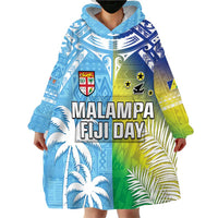 Personalised Happy Malampa Fiji Day Wearable Blanket Hoodie Half Mix Style LT05 - Polynesian Pride