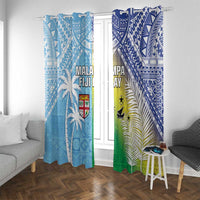 Happy Malampa Fiji Day Window Curtain Half Mix Style
