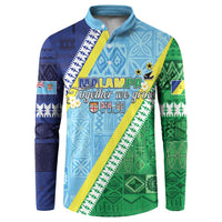 Love Malampa Fiji Day Button Sweatshirt Together We Grow LT05 Blue - Polynesian Pride