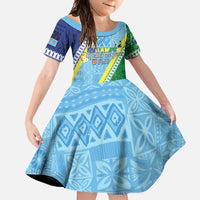 Love Malampa Fiji Day Family Matching Mermaid Dress and Hawaiian Shirt Together We Grow LT05 Daughter's Dress Blue - Polynesian Pride