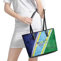 Love Malampa Fiji Day Leather Tote Bag Together We Grow LT05 - Polynesian Pride