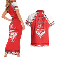 Custom Tonga Mate Maa Rugby Couples Matching Short Sleeve Bodycon Dress and Hawaiian Shirt Go Champions LT05 - Polynesian Pride
