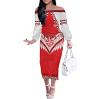 Custom Tonga Mate Maa Rugby Family Matching Off The Shoulder Long Sleeve Dress and Hawaiian Shirt Go Champions
