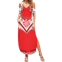 Custom Tonga Mate Maa Rugby Summer Maxi Dress Go Champions LT05 Women Red - Polynesian Pride