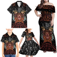Aloha Halloween Family Matching Off Shoulder Maxi Dress and Hawaiian Shirt Horror Tiki Heavy Metal Style - Polynesian Pride
