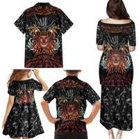 Aloha Halloween Family Matching Puletasi and Hawaiian Shirt Horror Tiki Heavy Metal Style - Polynesian Pride