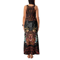 Aloha Halloween Family Matching Tank Maxi Dress and Hawaiian Shirt Horror Tiki Heavy Metal Style - Polynesian Pride