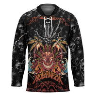 Aloha Halloween Hockey Jersey Horror Tiki Heavy Metal Style LT05 Unisex Black - Polynesian Pride