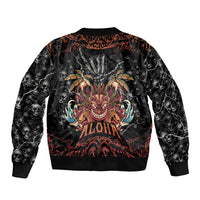 Aloha Halloween Sleeve Zip Bomber Jacket Horror Tiki Heavy Metal Style - Polynesian Pride