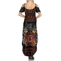 Aloha Halloween Summer Maxi Dress Horror Tiki Heavy Metal Style - Polynesian Pride
