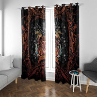 Aloha Halloween Window Curtain Horror Tiki Heavy Metal Style - Polynesian Pride