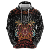 Aloha Halloween Zip Hoodie Horror Tiki Heavy Metal Style - Polynesian Pride