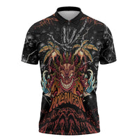 Aloha Halloween Zipper Polo Shirt Horror Tiki Heavy Metal Style LT05 Black - Polynesian Pride