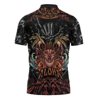 Aloha Halloween Zipper Polo Shirt Horror Tiki Heavy Metal Style LT05 - Polynesian Pride