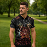 Aloha Halloween Zipper Polo Shirt Horror Tiki Heavy Metal Style LT05 - Polynesian Pride