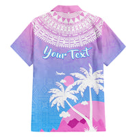 Personalised Fiji Your Paradise Festival Family Matching Off Shoulder Long Sleeve Dress and Hawaiian Shirt With Fijian Masi Tapa Pattern LT05 - Polynesian Pride