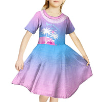 Personalised Fiji Your Paradise Festival Kid Short Sleeve Dress With Fijian Masi Tapa Pattern LT05 - Polynesian Pride