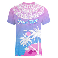 Personalised Fiji Your Paradise Festival Women V Neck T Shirt With Fijian Masi Tapa Pattern LT05 - Polynesian Pride