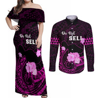 Hawaii Strong Maui Couples Matching Off Shoulder Maxi Dress and Long Sleeve Button Shirt Lahaina Is Not For Sale LT05 Pink - Polynesian Pride