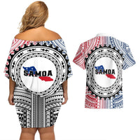 Samoa Black Saturday Couples Matching Off Shoulder Short Dress and Hawaiian Shirt Polynesian Tribal Simple Style LT05 - Polynesian Pride