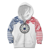 Samoa Black Saturday Kid Hoodie Polynesian Tribal Simple Style LT05 Zip Hoodie White - Polynesian Pride