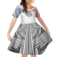 Samoa Black Saturday Kid Short Sleeve Dress Polynesian Tribal Simple Style LT05 KID White - Polynesian Pride