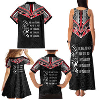 Aotearoa Toitu Te Tiriti Family Matching Tank Maxi Dress and Hawaiian Shirt New Zealand Honour The Treaty