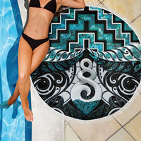 New Zealand Maori Beach Blanket Poutama Pikorua Turquoise Paua Shell LT05 - Polynesian Pride
