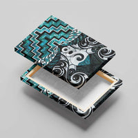 New Zealand Maori Canvas Wall Art Poutama Pikorua Turquoise Paua Shell LT05 - Polynesian Pride