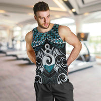 New Zealand Maori Men Tank Top Poutama Pikorua Turquoise Paua Shell LT05 Turquoise - Polynesian Pride