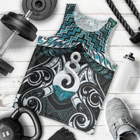 New Zealand Maori Men Tank Top Poutama Pikorua Turquoise Paua Shell LT05 - Polynesian Pride