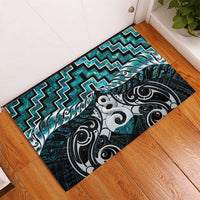 New Zealand Maori Rubber Doormat Poutama Pikorua Turquoise Paua Shell LT05 - Polynesian Pride