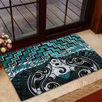 New Zealand Maori Rubber Doormat Poutama Pikorua Turquoise Paua Shell LT05 - Polynesian Pride