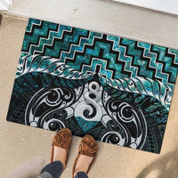 New Zealand Maori Rubber Doormat Poutama Pikorua Turquoise Paua Shell LT05 - Polynesian Pride