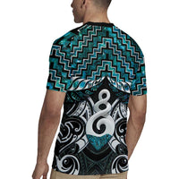 New Zealand Maori Rugby Jersey Poutama Pikorua Turquoise Paua Shell
