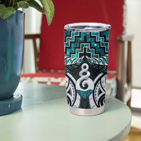 New Zealand Maori Tumbler Cup Poutama Pikorua Turquoise Paua Shell LT05 - Polynesian Pride