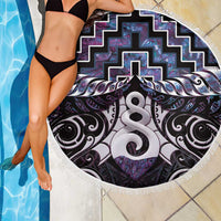 New Zealand Maori Beach Blanket Poutama Pikorua Purple Paua Shell LT05 - Polynesian Pride
